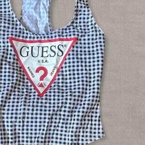 Guess Black and White Checkered Bodysuit